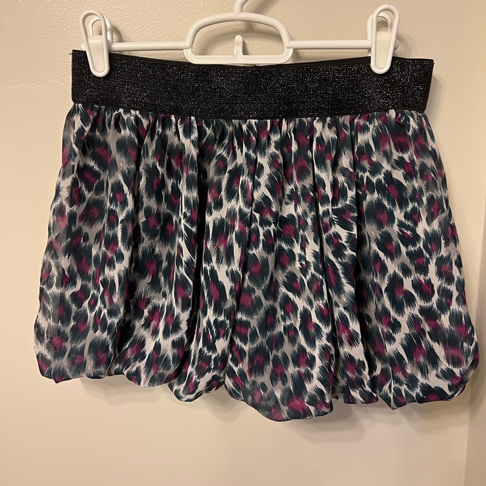 Purple cheetah print mini skirt